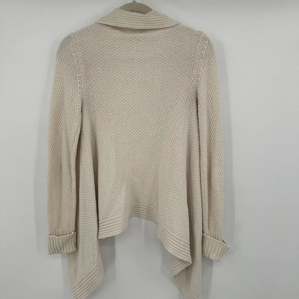 Talbots‎ Cream Textured Knit Open Front Waterfall Cardigan Sweater Size Small